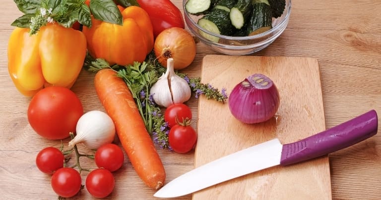 Ceramic Knife Cutting Carrots